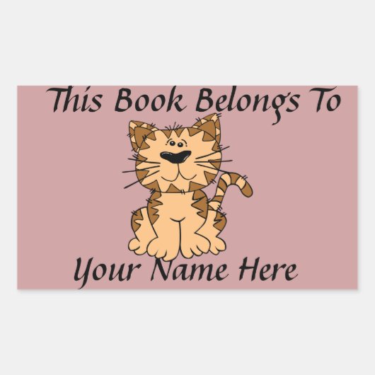 Sticker Rectangulaire Plaque de nom de livre de chat mignon (Devant)