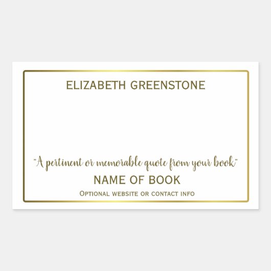 Sticker Rectangulaire Plaque de signature de l'auteur (Devant)