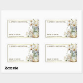 Sticker Rectangulaire Plaque de signature de l'auteur Floral Daisy (Feuille)