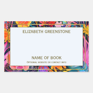 Sticker Rectangulaire Plaque de signature de l'auteur Floral Maximaliste