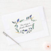 Sticker Rectangulaire Plaque décorée Feuille bleue et verte (Enveloppe)