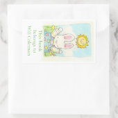 Sticker Rectangulaire Plaque-livre de lapin à points Polka (Sac)