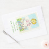 Sticker Rectangulaire Plaque-livre de lapin à points Polka (Enveloppe)