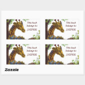 Sticker Rectangulaire Plaque-livre Giraffe et Oxpeckers (Feuille)