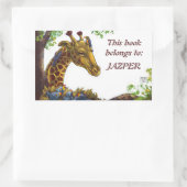 Sticker Rectangulaire Plaque-livre Giraffe et Oxpeckers (Sac)
