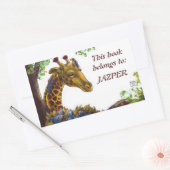 Sticker Rectangulaire Plaque-livre Giraffe et Oxpeckers (Enveloppe)