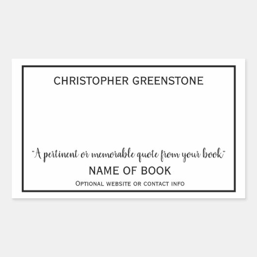 Sticker Rectangulaire Plaque noire de signature de l'auteur (Devant)