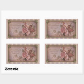 Sticker Rectangulaire Plaque Rose antique (rose) (Feuille)