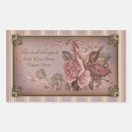 Sticker Rectangulaire Plaque Rose antique (rose) (Devant)