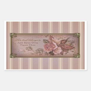 Sticker Rectangulaire Plaque Rose antique (rose)