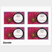 Sticker Rectangulaire Plaque rouge à fleurs. (Feuille)