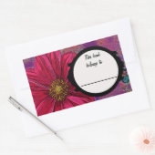 Sticker Rectangulaire Plaque rouge à fleurs. (Enveloppe)