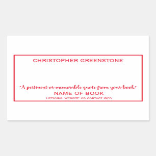 Sticker Rectangulaire Plaque rouge de signature de l'auteur
