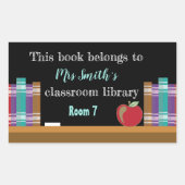 Sticker Rectangulaire Plaques de bibliothèque de classe Chalkboard (Devant)