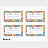 Sticker Rectangulaire Plaques de livres Ditzy Orange Fleurs (Feuille)