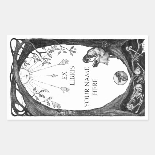 Sticker Rectangulaire Plaques de livres Ex Libris (Devant)