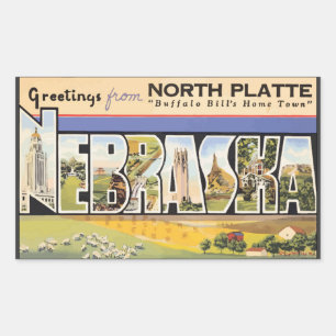 Sticker Rectangulaire Plat du nord la ville natale" Nébraska, V "de
