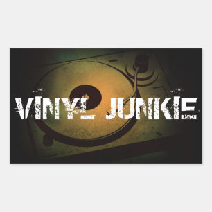 Sticker Rectangulaire Platine tourne-disque rétro vintage pour junkie du