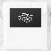 Sticker Rectangulaire Plongée plongée nage avec une école de requins (Sac)