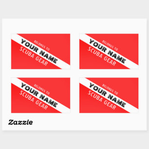 STICKER RECTANGULAIRE PLONGEURS DE SCUBA. ENTRAÎNEMENT PERSONNEL DE SCUB