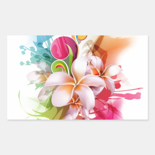 Sticker Rectangulaire Plumeria Hawaiian Flower (Devant)