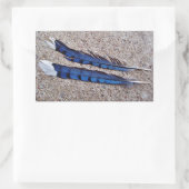 Sticker Rectangulaire Plumes d'oiseau Blue Jay (Sac)