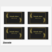 Sticker Rectangulaire Plumes dorées et bordure noire (Feuille)