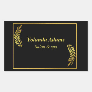 Sticker Rectangulaire Plumes dorées et bordure noire