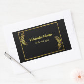 Sticker Rectangulaire Plumes dorées et bordure noire (Enveloppe)