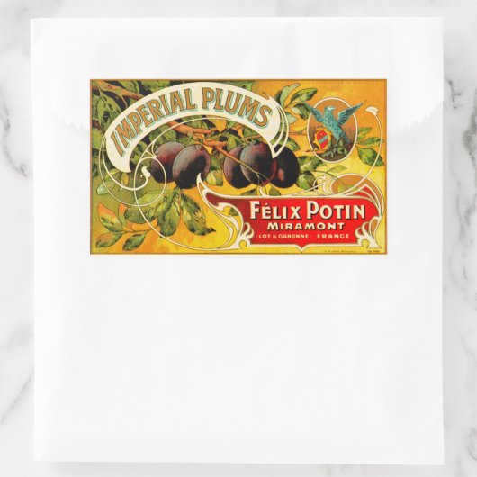 Sticker Rectangulaire Plums impériaux (Sac)