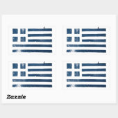 Sticker Rectangulaire pochoir grunge du drapeau grec (Feuille)