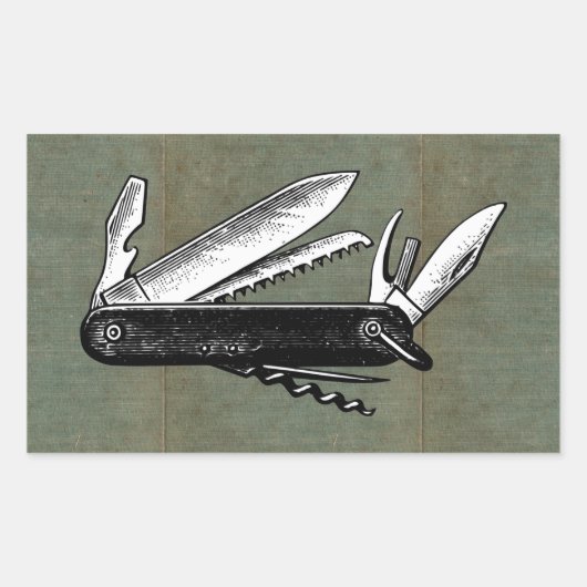 Sticker Rectangulaire Pocket Knife Art vintage (Devant)