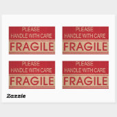 Sticker Rectangulaire Poignée avec soin, signe fragile (Feuille)