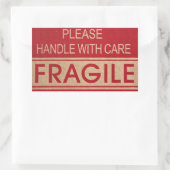 Sticker Rectangulaire Poignée avec soin, signe fragile (Sac)
