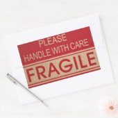 Sticker Rectangulaire Poignée avec soin, signe fragile (Enveloppe)