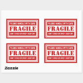 Sticker Rectangulaire Poignée Fragile Avec Emballage Soin Personnalisé (Feuille)