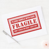 Sticker Rectangulaire Poignée Fragile Avec Emballage Soin Personnalisé (Enveloppe)