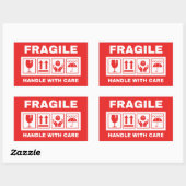 Sticker Rectangulaire Poignée fragile avec soin (Feuille)