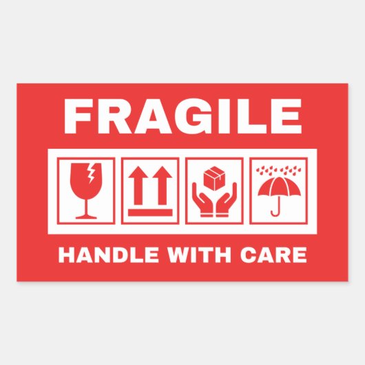 Sticker Rectangulaire Poignée fragile avec soin (Devant)