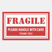 Sticker Rectangulaire Poignée fragile avec soin Mailing et emballage (Devant)