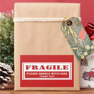 Sticker Rectangulaire Poignée fragile avec soin Mailing et emballage