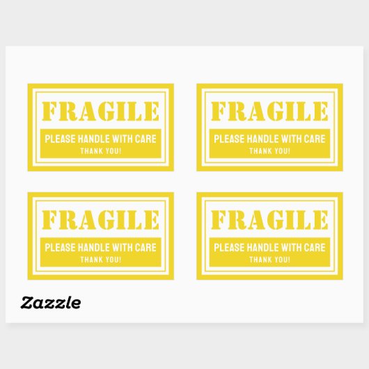 Sticker Rectangulaire Poignée fragile avec soin Mailing et emballage (Feuille)