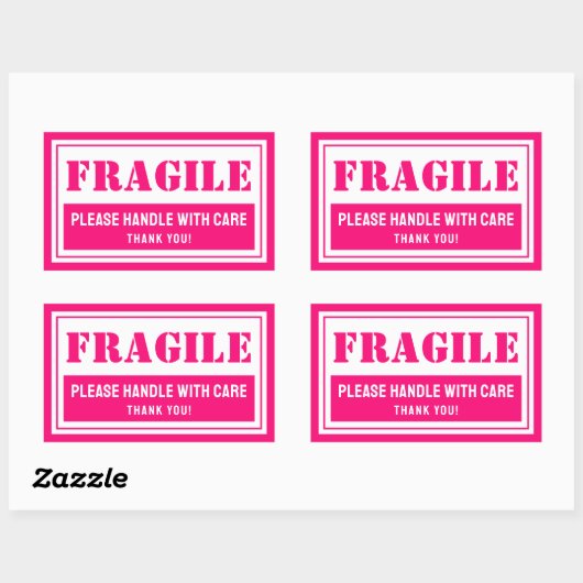 Sticker Rectangulaire Poignée fragile avec soin Mailing et emballage (Feuille)