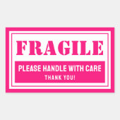 Sticker Rectangulaire Poignée fragile avec soin Mailing et emballage (Devant)