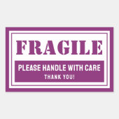 Sticker Rectangulaire Poignée fragile avec soin Mailing et emballage (Devant)