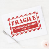 Sticker Rectangulaire Poignée Fragile Avec Soin Red Stripes Emballage (Enveloppe)