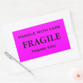 Sticker Rectangulaire Poignée fragile rose et noir avec Merci de soin. (Enveloppe)