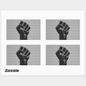 Sticker Rectangulaire Poing de solidarité en fibre de carbone (Feuille)