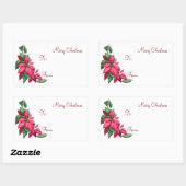 Sticker Rectangulaire Poinsettias - Balises cadeaux (Feuille)