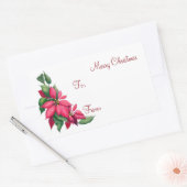 Sticker Rectangulaire Poinsettias - Balises cadeaux (Enveloppe)
